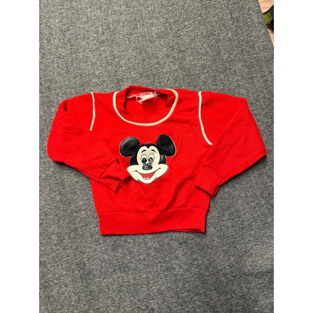 VTG 3-D puff Mickey Mouse Red Sweatshirt USA Pilgrim Disney Retro Kids 4